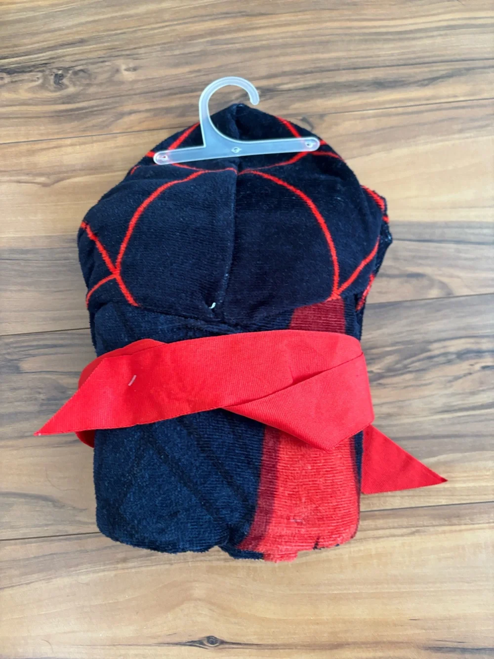Marvel Kids Spider-Man  and Miles Morales Red and Black Hooded Towel Wrap